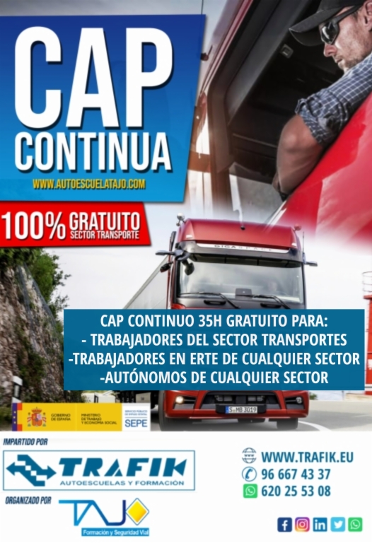CURSO CAP CONTINUO GRATUITO PARA TRABAJADORES DEL SECTOR TRANSPORTES