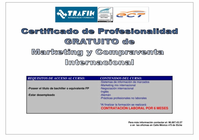 Certificado de profesionalidad gratuito Marketing y compraventa internacional