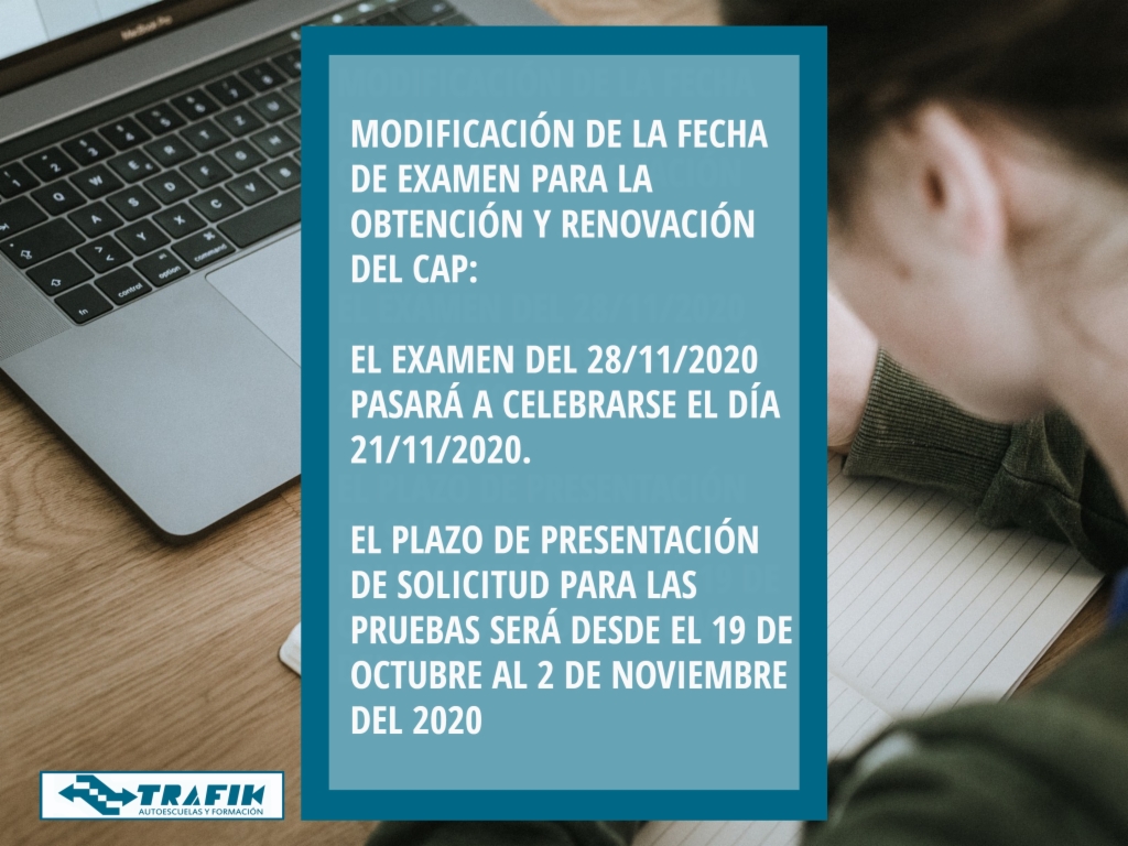 MODIFICACIÓN DE FECHA DEL EXAMEN DE CAP