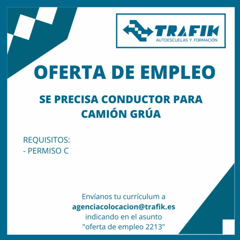 OFERTA DE EMPLEO Nº 2213 CARNET DE CAMIÓN