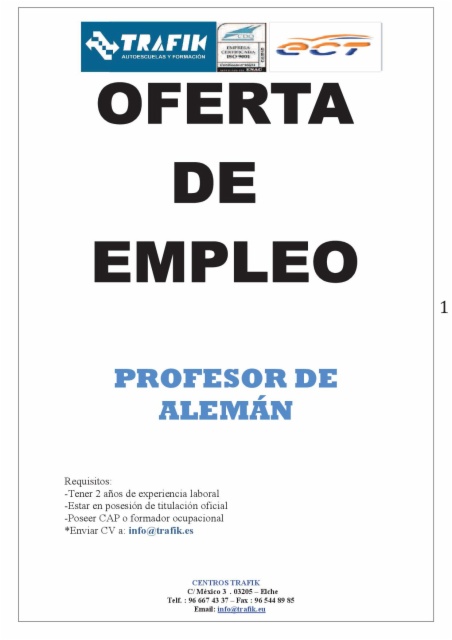 Oferta de empleo para profesor de alemán