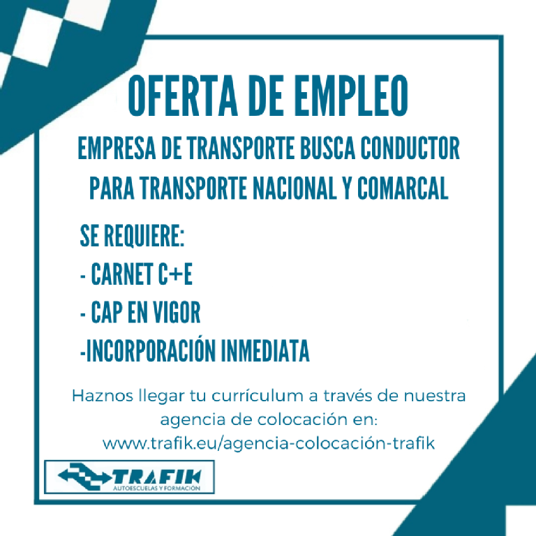 EMPRESA DE TRANSPORTE REQUIERE CONDUCTOR CON C+E