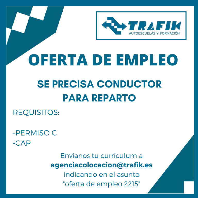 OFERTA DE EMPLEO Nº2215 CARNET DE CAMIÓN C Y CAP