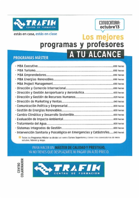 Programas MASTER y POSTGRADO en Trafik Formación de Elche y Alicante