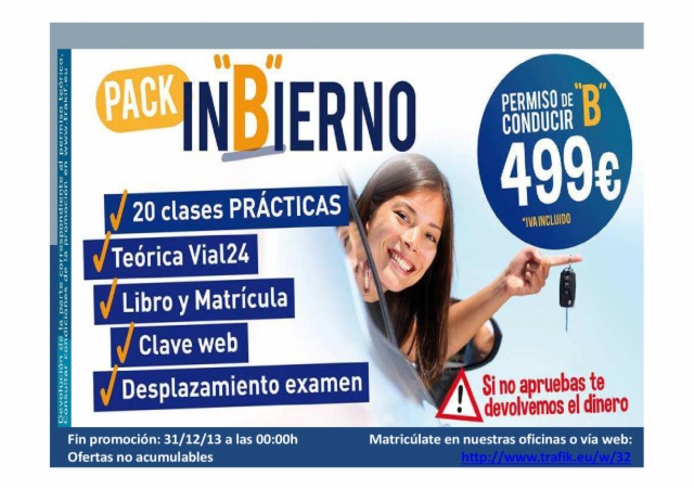 Tu carnet de conducir B con el Pack inBierno