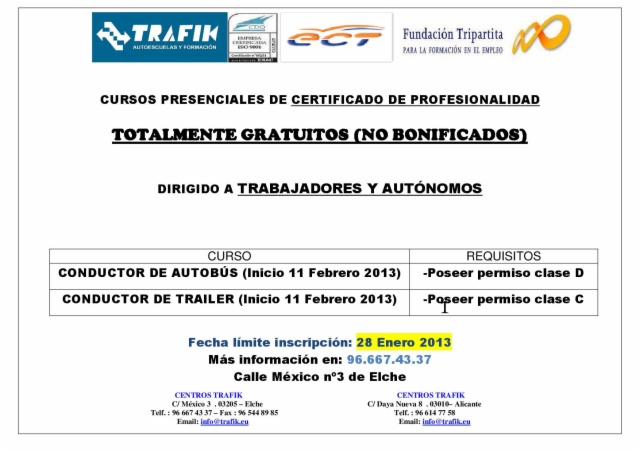 Cursos GRATUITOS PARA TRABAJADORES (autobus y camión)